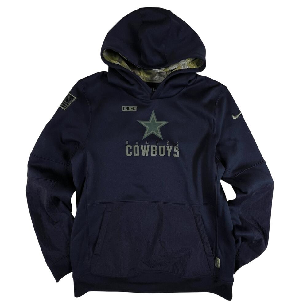 Nike NFL Cowboys Hoodie Youth XL Adult S M Dri Fit Salute Service Black On Field